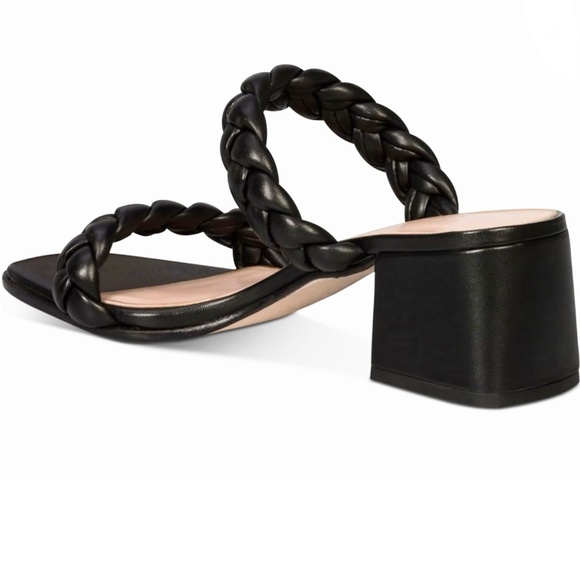 Kate Spade Juniper Black Leather Block Heel Slide Sandals Pumps Dress Shoes 8 - Picture 4 of 10